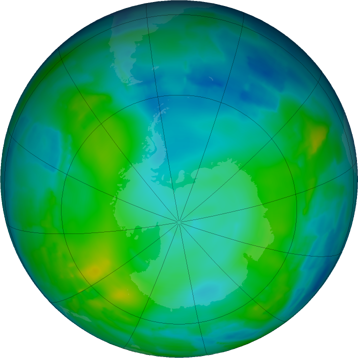 Antarctic ozone map for 29 May 2011